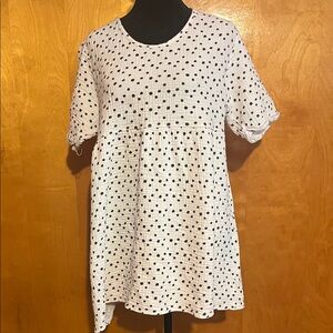 Serra Large Babydoll White Top with Black Dots